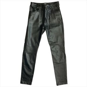 MAXIMA by WILSONS 100% Leather Satin-Lined Black Slim Leg Pants Size 4 (est)